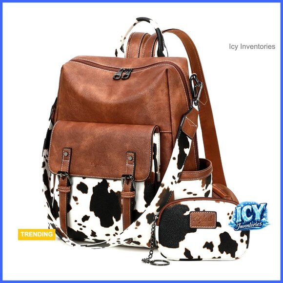 PU Leather Backpack Purse for Women Fashion Work Travel Handbag